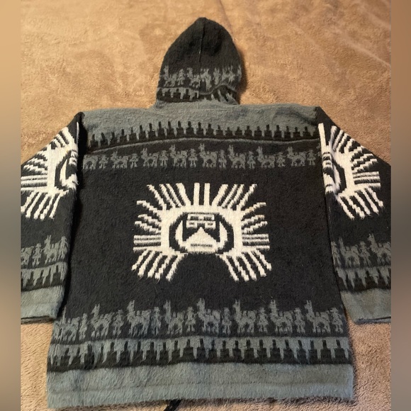 Ruminahui 80’s Wool Hooded Black/Grey/White Jacket XL Unisex - Picture 5 of 10